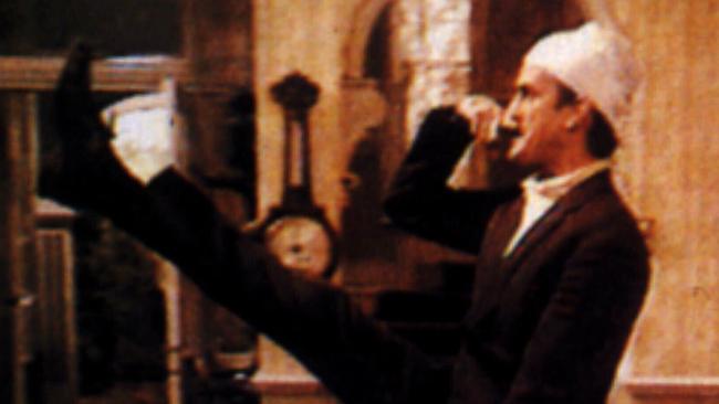 Actor John Cleese as Basil Fawlty character goosestepping in scene from "The Germans" on <i>Fawlty Towers</i>. Picture: Supplied.