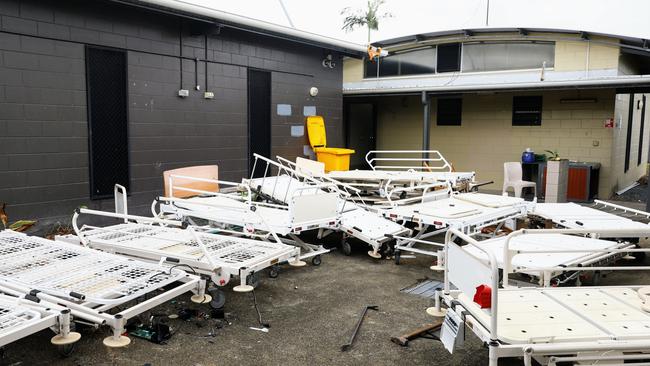 After years of sitting empty, the Quigley Street night shelter at Bungalow is being worked on, with contractors cleaning out the dormitory buildings once used by the homeless. Old bed frames were removed from the dormitory rooms last week. Picture: Brendan Radke