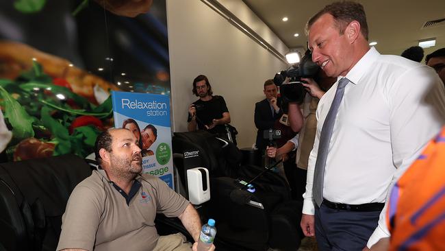 Queensland State Election coverage with the Queensland Premier Steven Miles. Steven visits Caneland Central where Zeb Russell asks about the Bruce Highway. Pics Adam Head