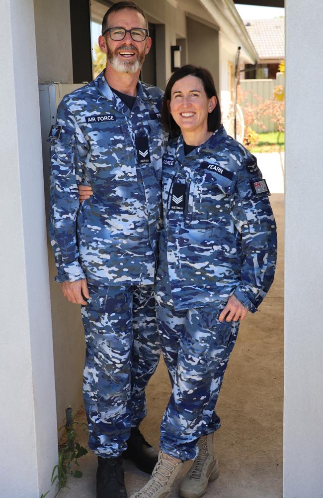 RAAF family Sergeant Stephanie Fearn and Corporal Rob Fearn. Picture: Charles Miranda