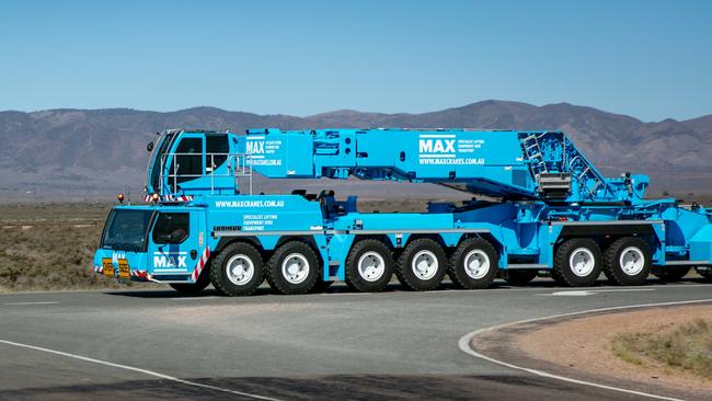 The largest telescopic crane in the Southern Hemisphere on its way to Max Cranes Port Augusta headquarters. Picture: Supplied