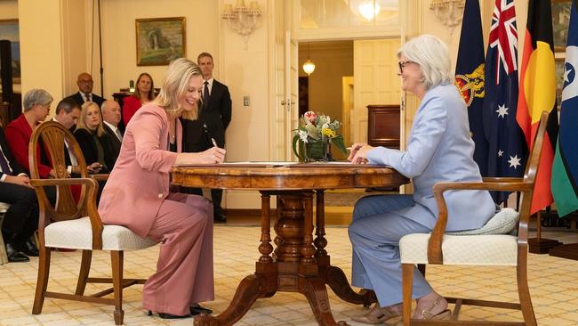 Federal Lyons MP Rebecca White being sworn in by the Governor General Sam Mostyn on May 13, 2025.