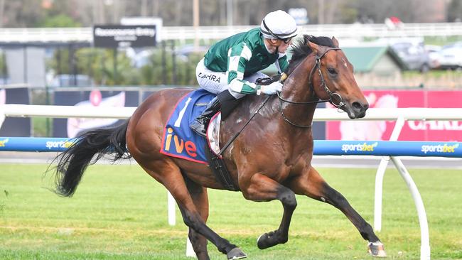 Growing Empire and jockey Mark Zahra will again combine in the Listed Poseidon Stakes at Flemington. Picture: Racing Photos via Getty Images