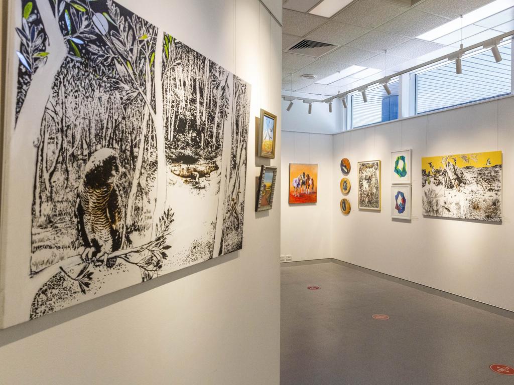 A sneak peak of the Darwin Visual Arts gallery exhibiting the Rapid Creek Artist Collective pieces as part of the Darwin Festival. Picture: Floss Adams.