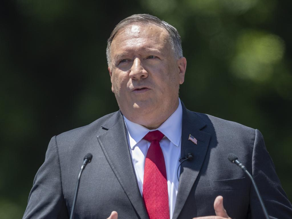 US Secretary of State Mike Pompeo delivers a speech on Communist China and the future of the free world. Picture: David McNew/Getty Images/AFP