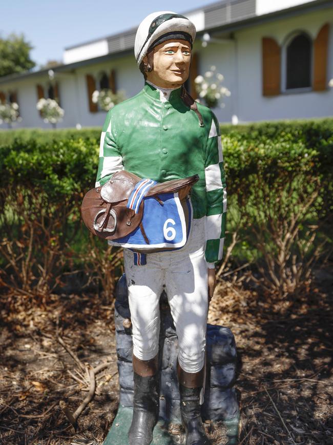 The racing colours of Yulong, complete with the Chinese lucky number 6, are seen outside the yearling barns at Yulong’s Nagambie property. Picture: Michael Klein