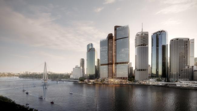 An artist’s impression of the river view of the new $2.1 billion Waterfront Brisbane