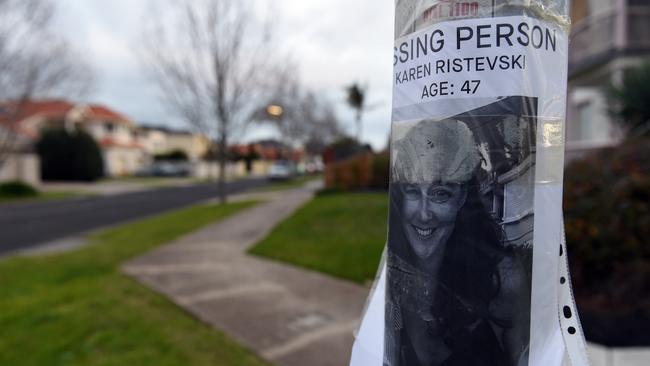 A poster on a local street sign in Avondale Heights soon after Karen went missing. Picture: Jason Sammon