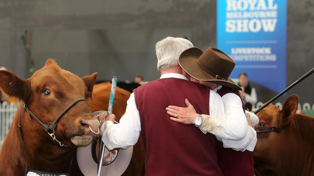 Winners celebrate at the Royal Melbourne Show. Picture: Yuri Kouzmin