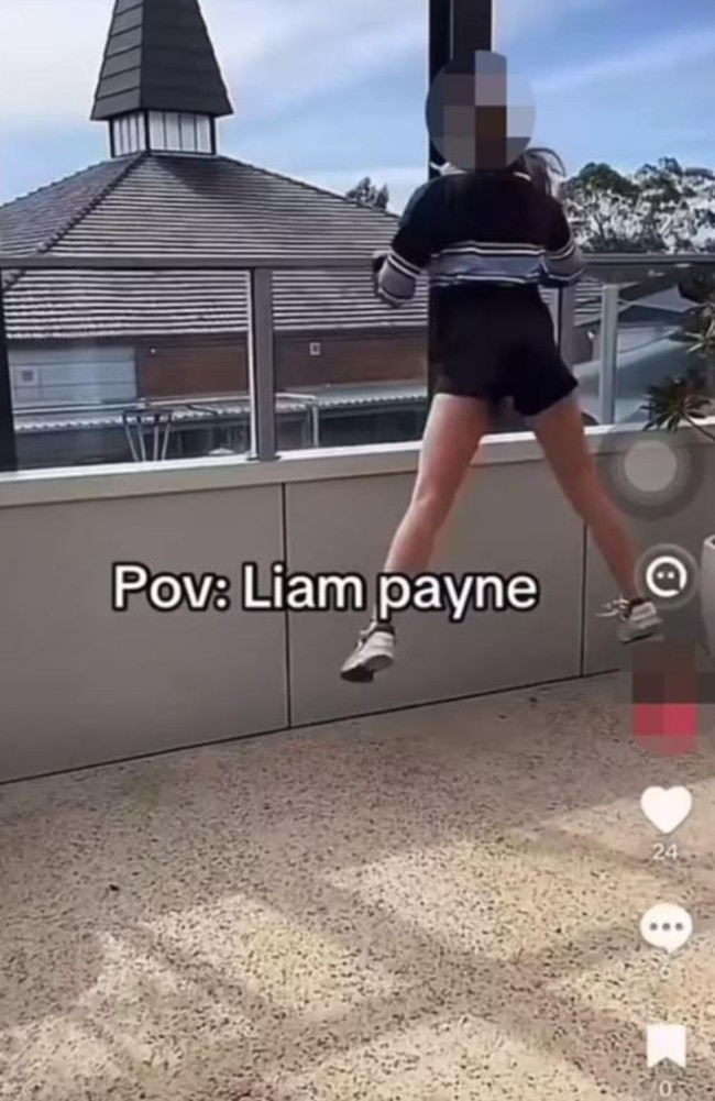 Australian schoolgirls have been slammed for a shocking TikTok video depicting Liam Payne’s final moments. Picture: TikTok/PerthNow