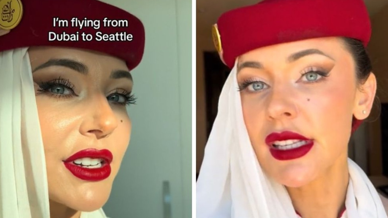 Emirates flight attendant’s makeup clip stuns.