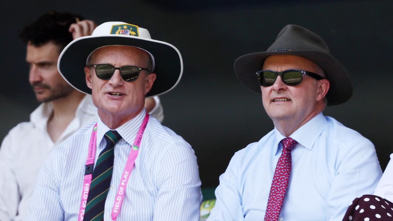 \Prime Minister Anthony Albanese watches the cricket on day two. Picture by Michael Klein