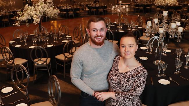 Mitchell Coleman and Casey Girdham at Le Montage in Lilyfield, where their postponed wedding will be held. Picture: John Feder