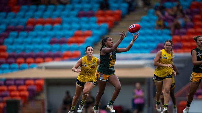 Janet Baird in the St Mary's vs Nightcliff Tigers 2023-24 NTFL women's qualifying final. Picture: Pema Tamang Pakhrin