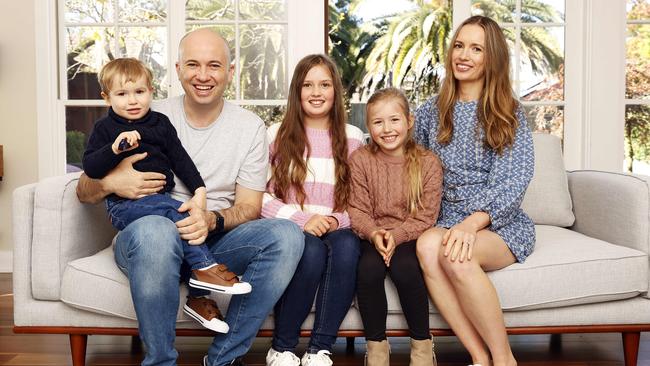 Kean with his partner Wendy, their son Tom, and her daughters Jasmine and Monique. Picture: Tim Hunter