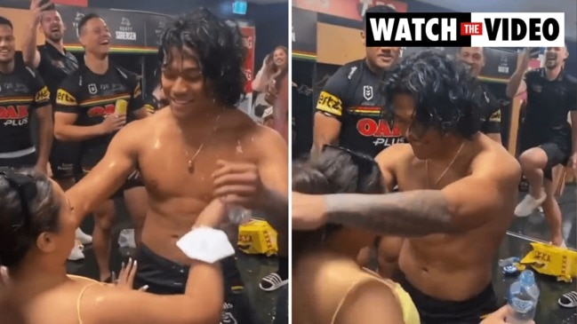 Panthers winger Brian To'o celebrates Grand Final triumph with lap dance