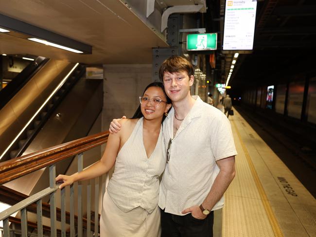 The Daily Telegraph 1.11.2024 Laura Moe and Patrick Crown - Milliss on the city circle line. Public Transport Case Study. Picture: Rohan Kelly.