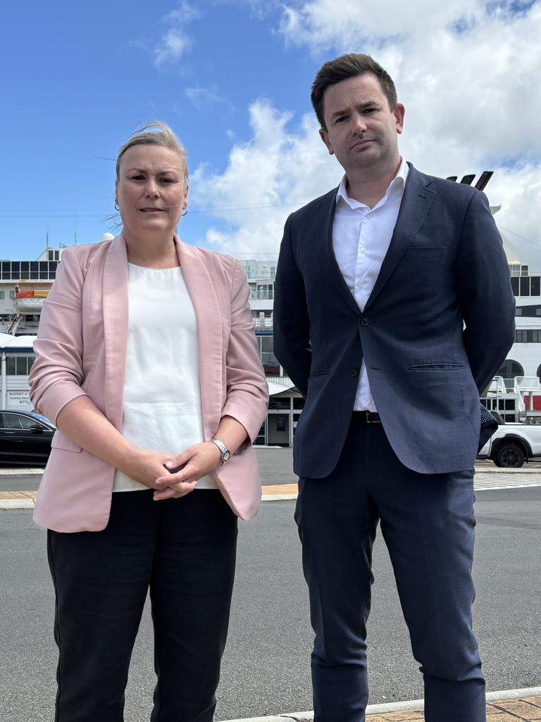 Labor Leader Dean Winter with his deputy Anita Dow at the Spirit of Tasmania Terminal at East Devonport. Picture: Supplied.