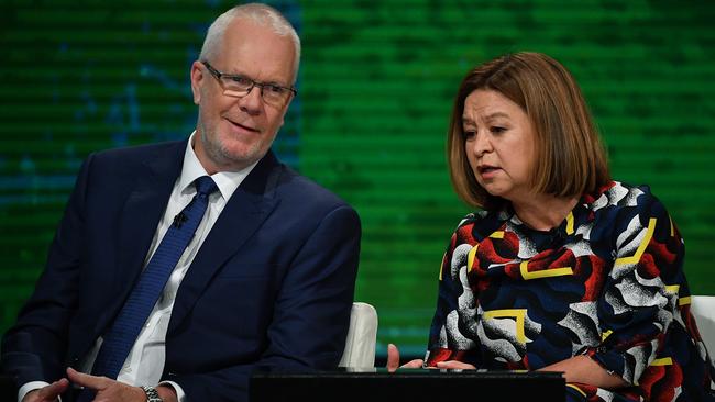 Former ABC managing director Michelle Guthrie, right and ABC Chairman Justin Milne. Picture: AAP