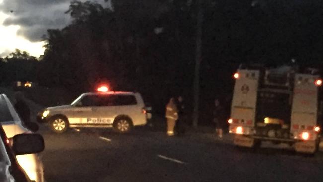 Police block a road in Bega during their search for an armed man. Picture: ABC News