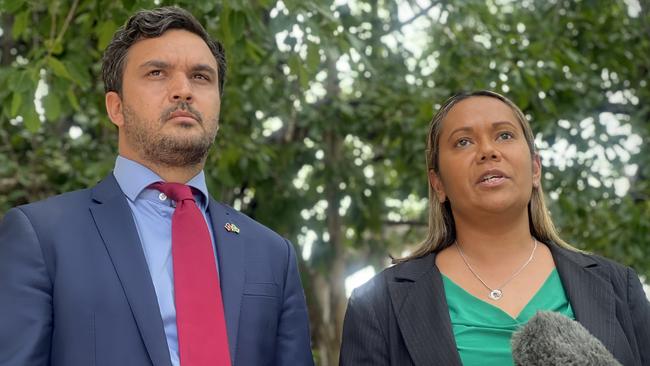 NT Deputy Opposition Leader Dheran Young and Opposition Leader Selena Uibo called on the government not to scrap the minimum alcohol floor price. Picture: Fia Walsh.