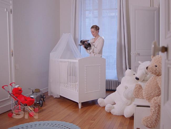 Melissa George in the empty nursery of one of her children. They are spending their first weekend with their father under a custody arrangement. Picture: Seven’s Sunday Night.