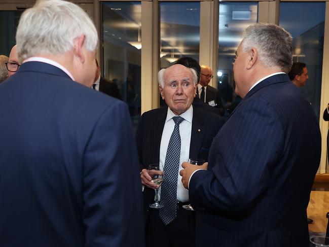 John Howard with Joe Hockey, right, at Parliament House on Monday night. Picture: Gary Ramage