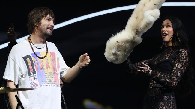 Kevin Parker of Tame Impala and Dua Lipa scored a massive hit with Houdini. Picture: Don Arnold/Getty Images.