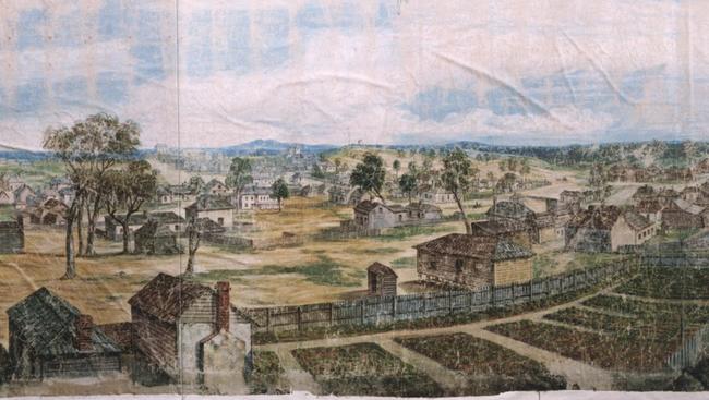 The final part of a Cyclorama showing early Melbourne. Picture: State Library of Victoria