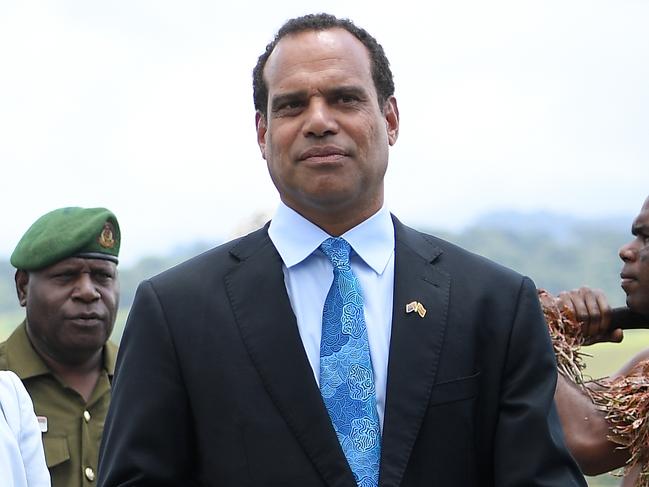 Australian Prime Minister Scott Morrison and Mrs Morrison are greeted by Vanuatu Minister of Foreign Affairs Ralph Regenvanu (right) as they arrive in Port Vila, Vanuatu, Wednesday, January 16, 2019. The prime minister will discuss Australian infrastructure investment, the Pacific labour hire scheme, and building cultural, economic and social ties between the two countries. (AAP Image/Dan Himbrechts) NO ARCHIVING