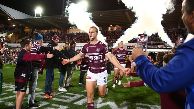 Manly captain Daly Cherry-Evans celebrates his 300th game with a win. Picture: NRL Photos.