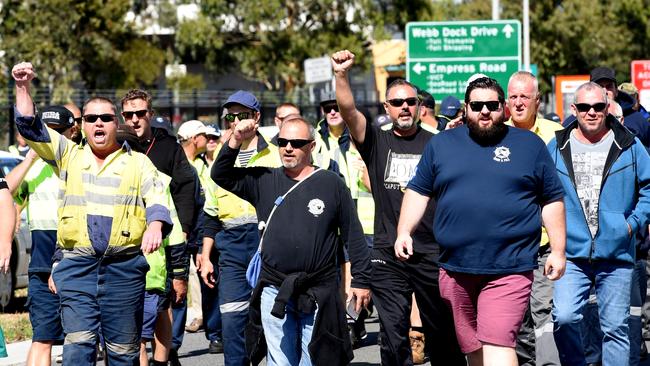 The rally kicked off at 10am at Webb Dock. Picture: Nicole Garmston