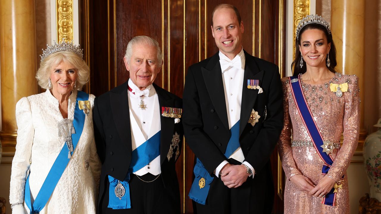 Queen Camilla, King Charles III, Prince William, Prince of Wales and Catherine, Princess of Wales in December, 2023. Picture: Chris Jackson/Getty Images For Buckingham Palace