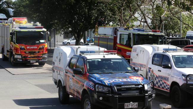 Police and fire vehicles at the Wharf St brewery on Friday. Picture: Peter Carruthers