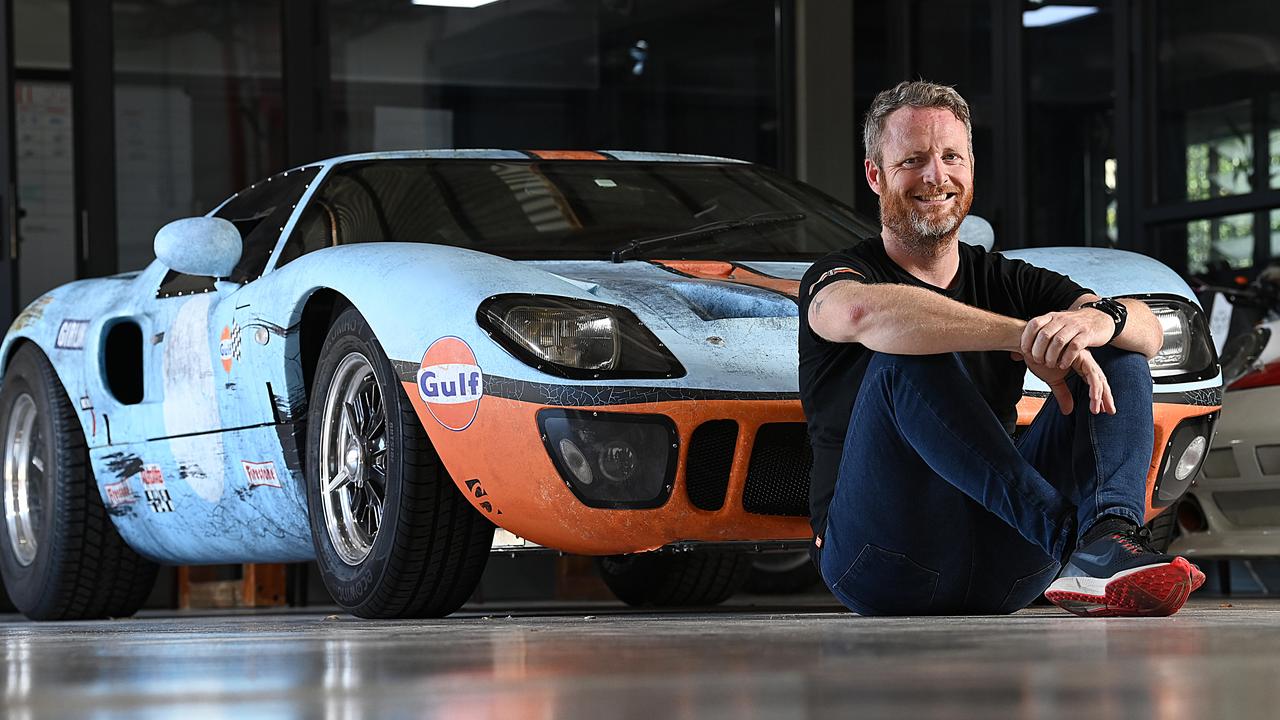 23/04/2021 : Retromotive Magazine owner Nathan Duff, in his warehouse office in Bulimba, Brisbane. Nathan has just signed a massive deal to distribute his car mag in the US . Pic Lyndon Mechielsen/The Australian