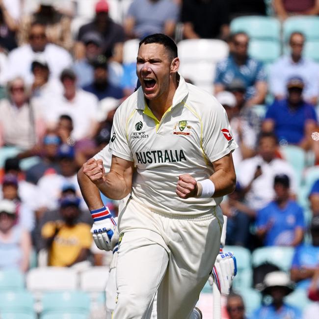 Scott Boland celebrates a wicket during the WTC final.