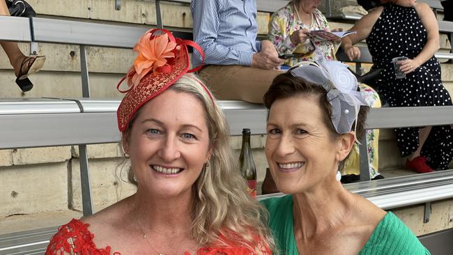 Dee White and Sally Bekker at the Gympie races on Saturday November 25, 2023.