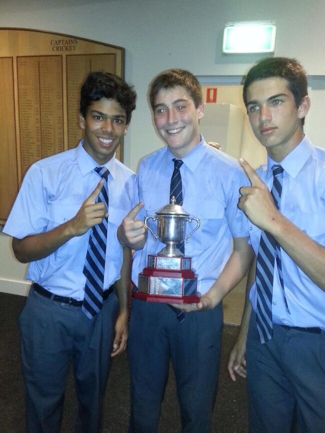 . Aryan Jain, Matt Renshaw and Paddy Dooley with the 2013 premiership.