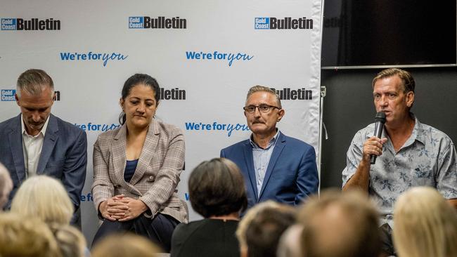 Division 10 candidates Seema Chauhan, Eddy Sarroff and Steve Cornelius at a <i>Bulletin </i>election forum. Picture: Jerad Williams.