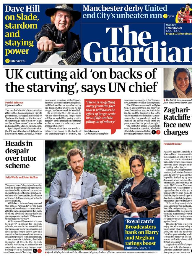 The Guardian front page. Picture: Supplied