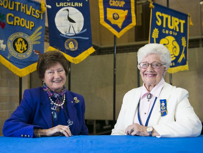 Past CWA state presidents Patrisha Hurley, 80, of Oxley CWA, and Audrey Hardman, 80, of Central Western CWA. Picture: Dylan Robinson