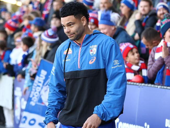 BALLARAT, AUSTRALIA - MAY 20: Jason Johannisen of the Bulldogs is seen celebrates after the Bulldogs defeated the Crows during the round 10 AFL match between Western Bulldogs and Adelaide Crows at Mars Stadium, on May 20, 2023, in Ballarat, Australia. (Photo by Robert Cianflone/Getty Images)