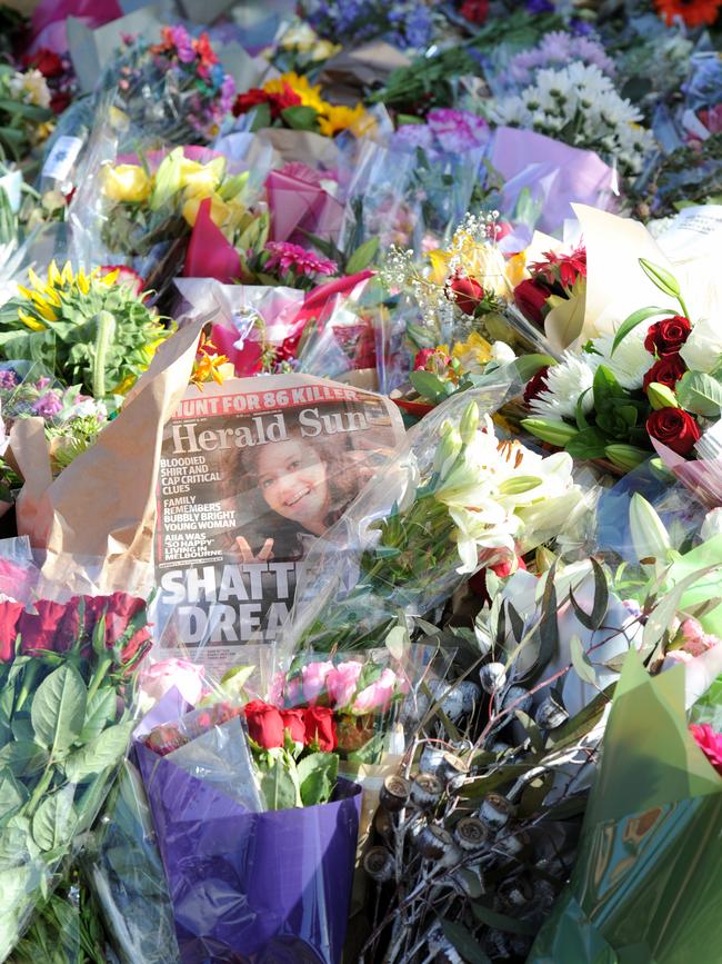 Hundreds of Melburnians have paid tribute to the murder victim. Picture: Andrew Henshaw