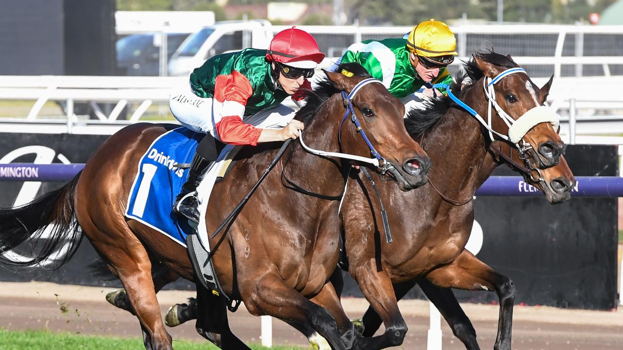 Amelia's Jewel wins the Let's Elope Stakes at Flemington. Picture: Brett Holburt/Racing Photos