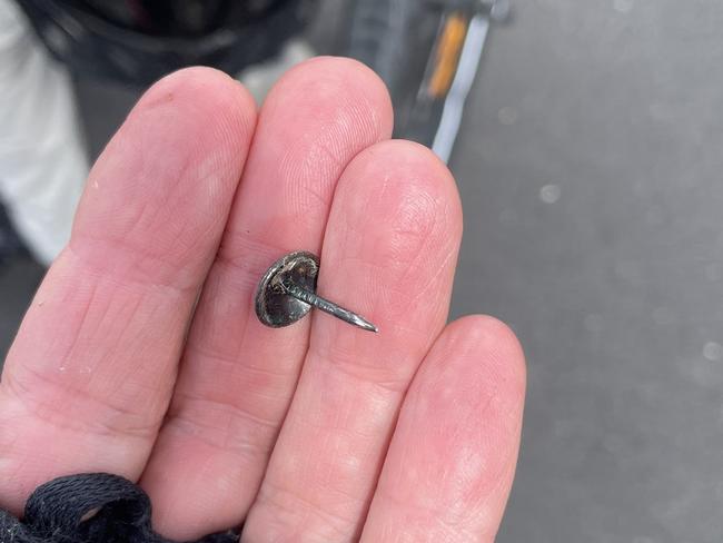 Community members and police have recovered hundreds of tacks, nails and screws, believed to have been deliberately placed on the Northern Rivers Rail Trail between Murwillumbah and Mullumbimby. Picture: NSW Police