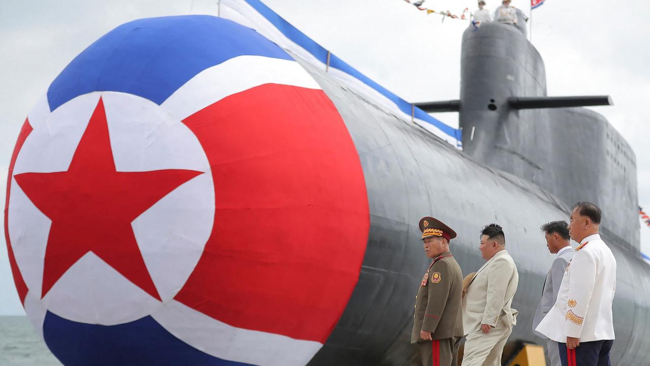 North Korea built a 'tactical nuclear attack submarine' as part of its effort to strengthen its naval force. Picture: KCNA via KNS/AFP