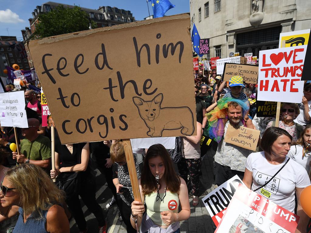 Protesters join a women's march in central London to demonstrate against US President Trump's visit to the UK. Picture: Chris J Ratcliffe/Getty Images