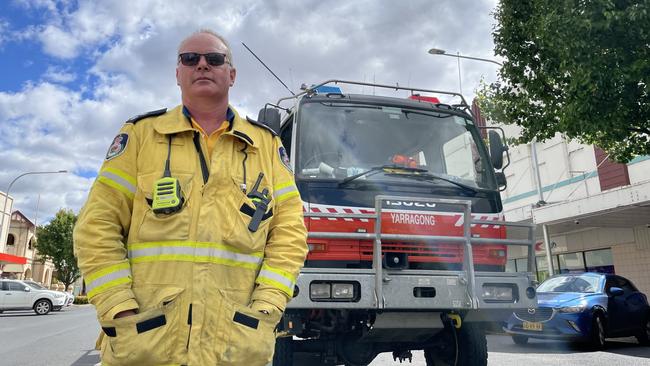 Yarragong RFS captain Andrew Barnard in the Forbes CBD following the November 2022 flooding. Picture: Aymon Bertah