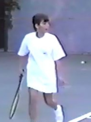 Kim as a teenager playing tennis in 1991.