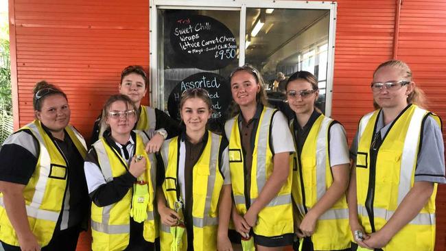 Chloe White, Faith Bowden, Sam McKenzie-McHarg, Sarah IronsSarah Castles, Casey Sanderson and Caley Hoy visit Hastings Deering on International Women's Day. Picture: contributed